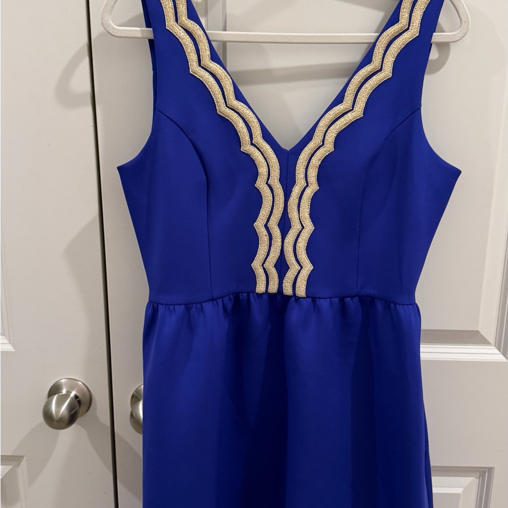 Lilly Pulitzer Blue and Gold Prom Dress